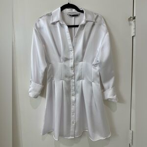 ZARA White Satin Effect Mini Dress
